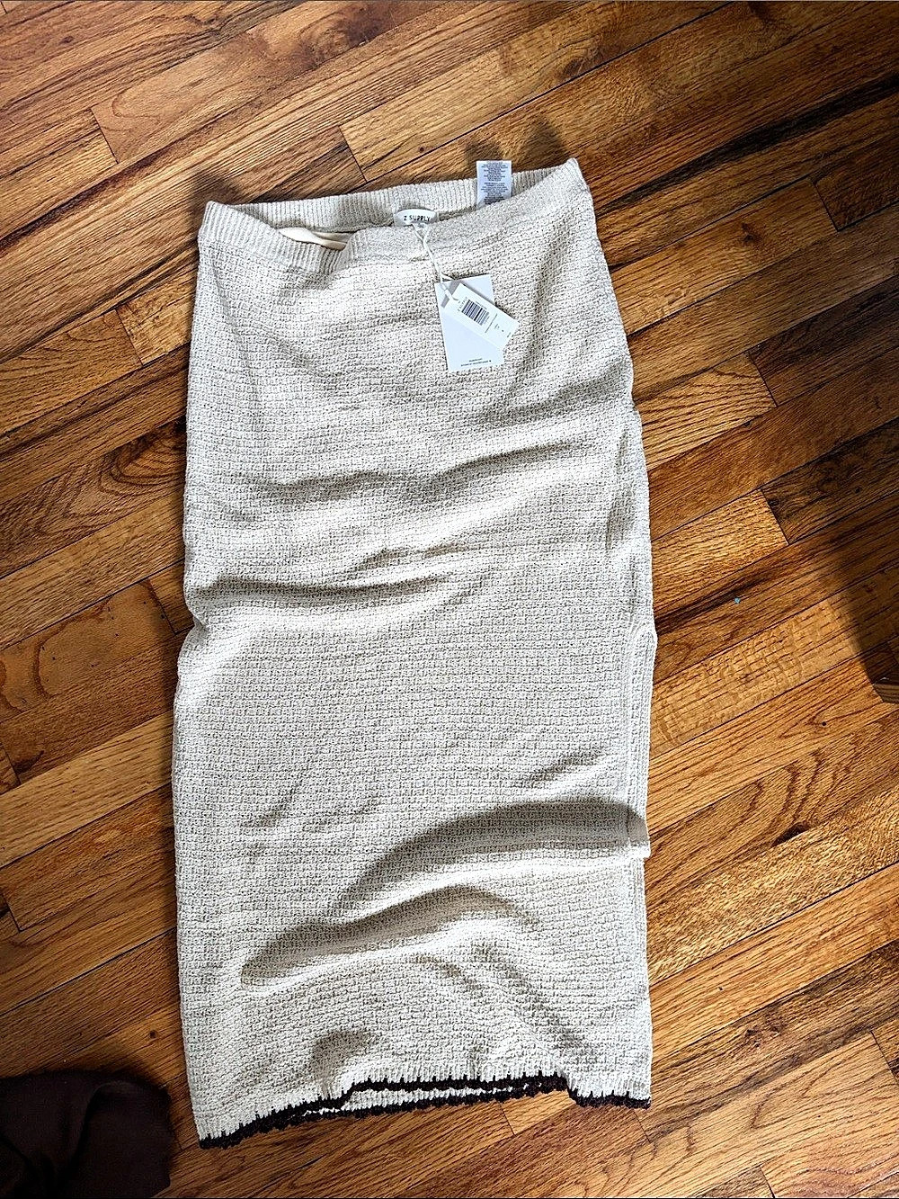 Z SUPPLY Yessenia Whipstitch Skirt Midi Beige Medium